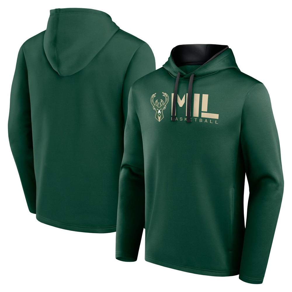 Milwaukee Bucks Logo Athletic Head Start Pullover Hoodie - Hunter Green on sale