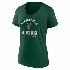 Milwaukee Bucks Logo Athletic Women's Unrivaled V-Neck T-Shirt - Hunter Green online