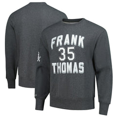 Frank Thomas Chicago White Sox Legends Collection Vintage Logo Name & Number Fleece Pullover Sweatshirt Heather Charcoal