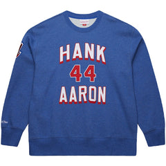 Hank Aaron Atlanta Braves Legends Collection Vintage Logo Fleece Name & Number Pullover Sweatshirt Royal