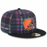 Cleveland Browns New Era 2024 NFL Crucial Catch Plaid 59FIFTY Fitted Hat - Black on sale