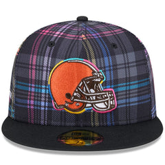 Cleveland Browns New Era 2024 NFL Crucial Catch Plaid 59FIFTY Fitted Hat - Black on sale