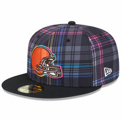 Cleveland Browns New Era 2024 NFL Crucial Catch Plaid 59FIFTY Fitted Hat - Black on sale