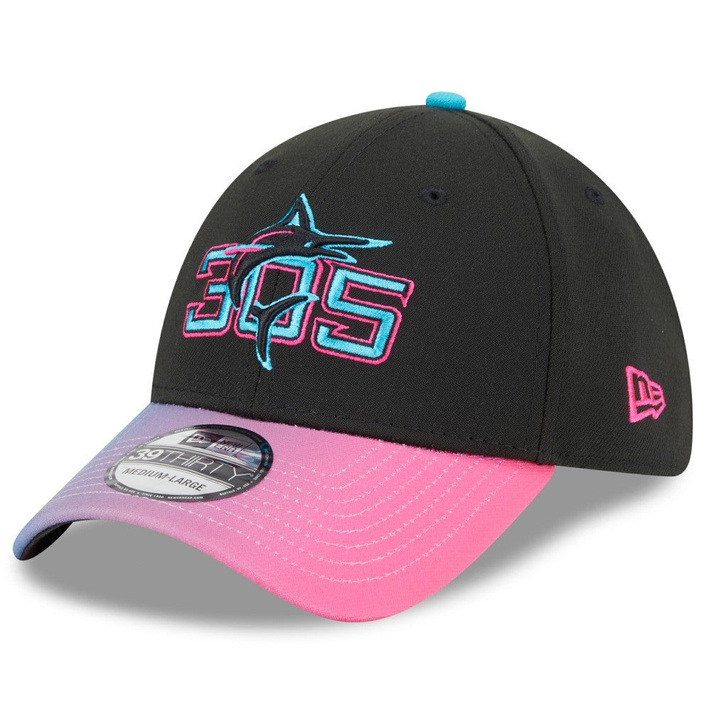 Miami Marlins 2025 City Connect 39THIRTY Flex Hat Black/Pink