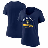 Milwaukee Brewers Logo Athletic Women's Unrivaled V-Neck T-Shirt Navy