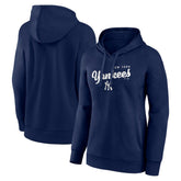 New York Yankees Logo Athletic Women's Logo Triumphant V-Neck Pullover Hoodie Navy