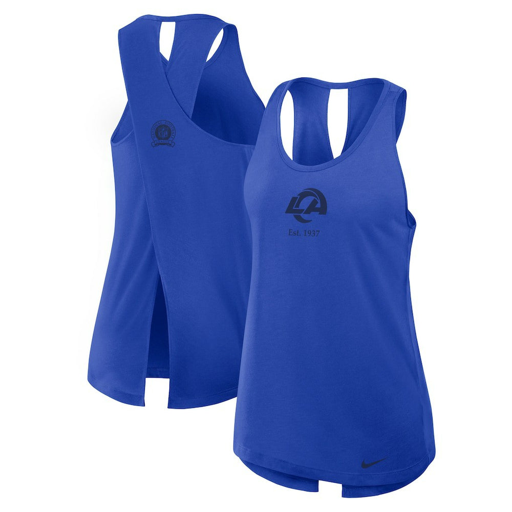 Los Angeles Rams Women's Glory Open-Back Crisscross Dri-FIT Tank Top - Royal discount