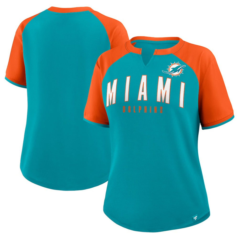 Miami Dolphins Women's Height Advantage T-Shirt - Aqua/Orange discount