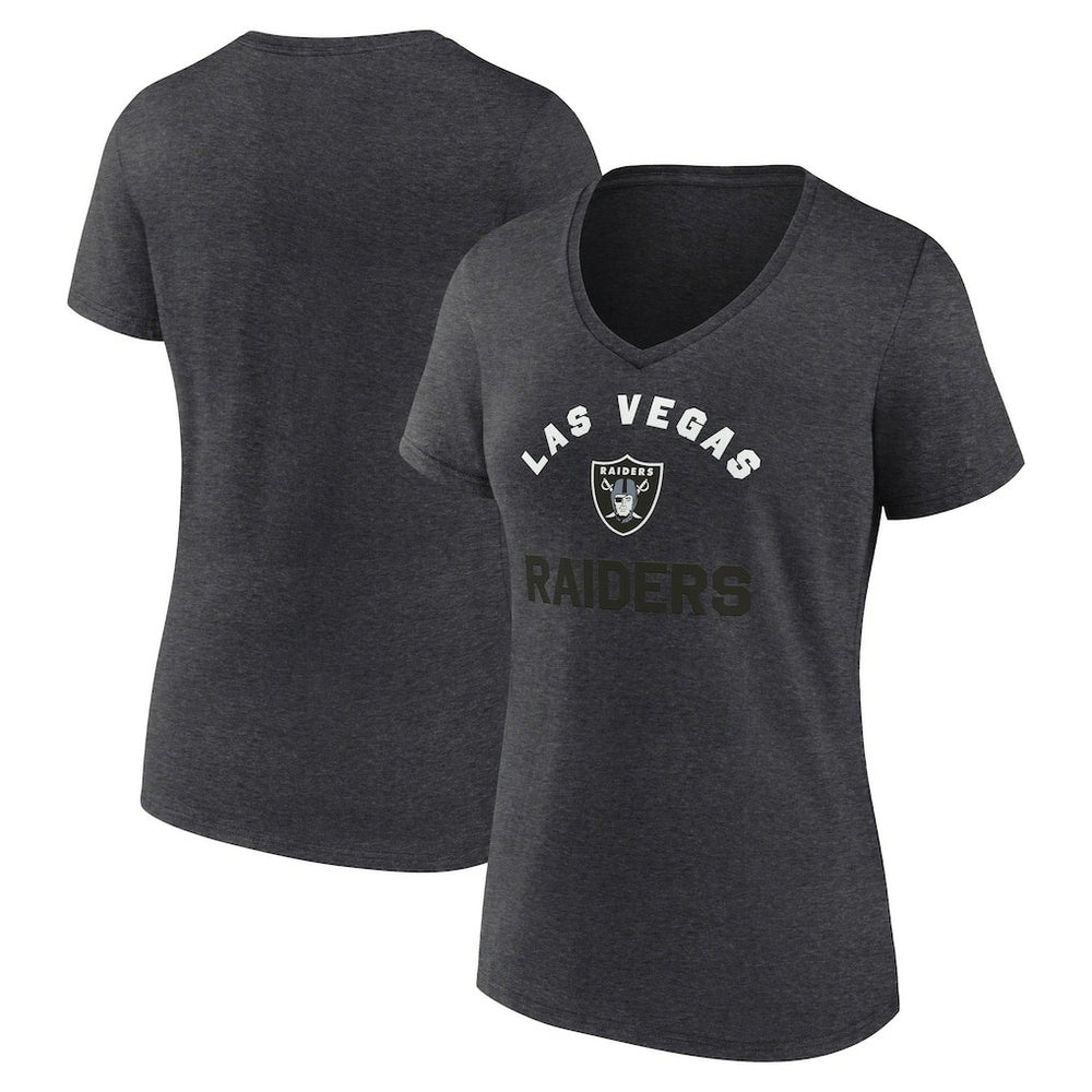 Las Vegas Raiders Logo Athletic Women's Unrivaled V-Neck T-Shirt - Heather Charcoal for sale