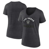 Las Vegas Raiders Logo Athletic Women's Unrivaled V-Neck T-Shirt - Heather Charcoal for sale