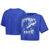 Detroit Lions New Era Women's Cropped Boxy Sport Classics Mineral Wash T-Shirt - Blue online