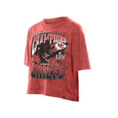 Kansas City Chiefs New Era Women's Cropped Boxy Sport Classics Mineral Wash T-Shirt - Red sale