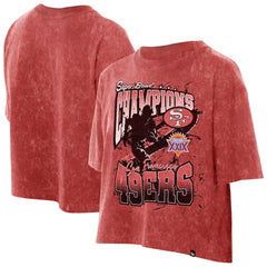 San Francisco 49ers New Era Women's Cropped Boxy Sport Classics Mineral Wash T-Shirt - Scarlet discount