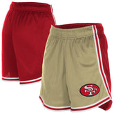 San Francisco 49ers New Era Women's Throwback Sport Classics Mesh Shorts - Gold/Scarlet on sale