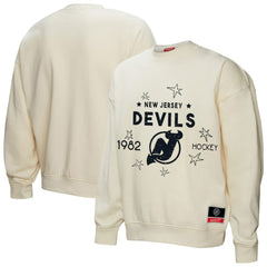 New Jersey Devils Mitchell & Ness Women's Logo 3.0 Pullover Sweatshirt - Cream Sweatshirts