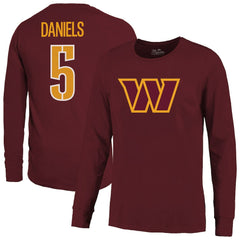 Jayden Daniels Washington Commanders Majestic Threads Name & Number Non-Distressed Long Sleeve T-Shirt - Burgundy outlet
