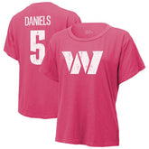 Jayden Daniels Washington Commanders Majestic Threads Women's Name & Number T-Shirt - Pink online