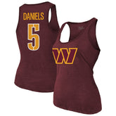 Jayden Daniels Washington Commanders Majestic Threads Women's Name & Number Tri-Blend Scoop Neck Tank Top - Burgundy online
