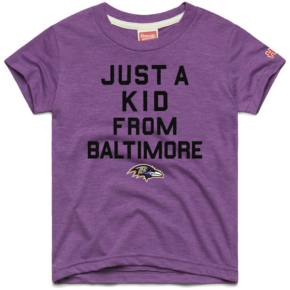 Baltimore Ravens Homage Youth Just a Kid Tri-Blend T-Shirt - Purple discount