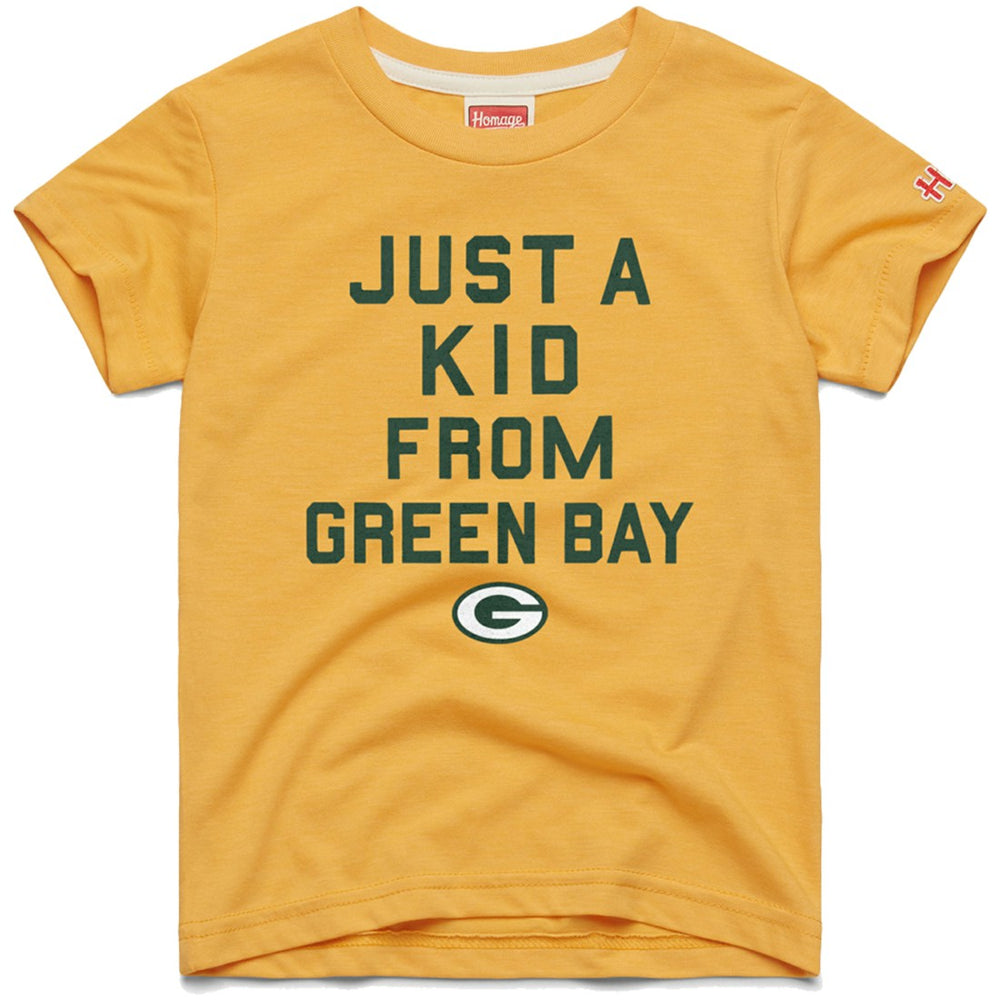 Green Bay Packers Homage Youth Just a Kid Tri-Blend T-Shirt - Gold on sale
