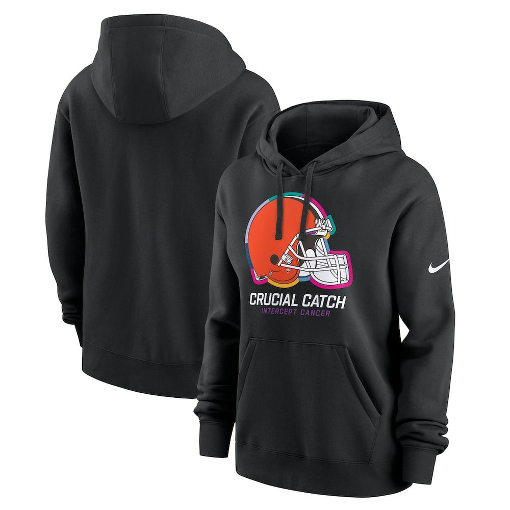 Cleveland Browns Women's 2024 NFL Crucial Catch Club Pullover Hoodie - Black sale