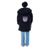 The Best Lounger in the World By Jill Martin Sacramento Kings Unisex Black Oversized Open-Front Hoodie Sweater discount