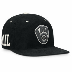 Milwaukee Brewers Pro Corduroy Structured Snapback Hat Black
