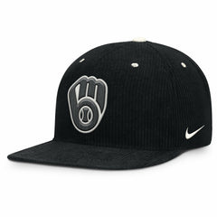 Milwaukee Brewers Pro Corduroy Structured Snapback Hat Black
