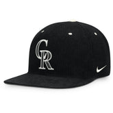 Colorado Rockies Pro Corduroy Structured Snapback Hat Black