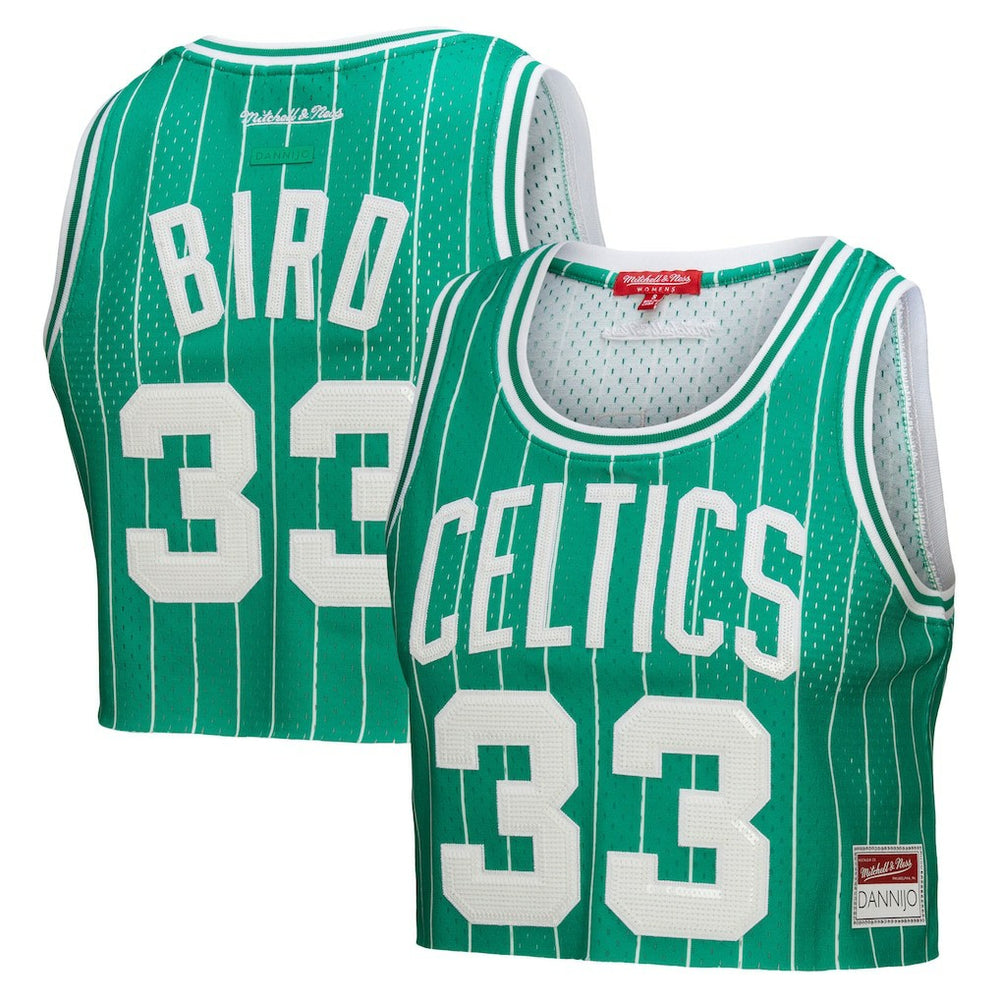 Larry Bird Boston Celtics x DANNIJO Women's Fashion Cropped Basketball Jersey - Kelly Green outlet