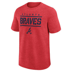 Atlanta Braves Logo Athletic Top Notch T-Shirt Heather Red