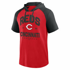Cincinnati Reds Logo Athletic Prime Raglan Short Sleeve Hoodie T-Shirt Red