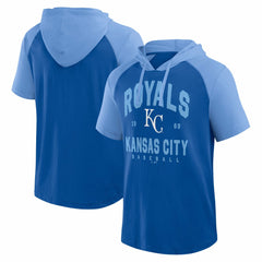 Kansas City Royals Logo Athletic Prime Raglan Short Sleeve Hoodie T-Shirt Royal
