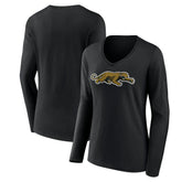 Jacksonville Jaguars Women's Classic Logo Long Sleeve V-Neck T-Shirt - Black discount