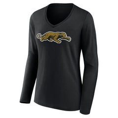 Jacksonville Jaguars Women's Classic Logo Long Sleeve V-Neck T-Shirt - Black discount