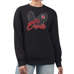 New Jersey Devils G-III 4Her by Carl Banks Women's Animal Print Heart Fleece Pullover Sweatshirt - Black Sweatshirts