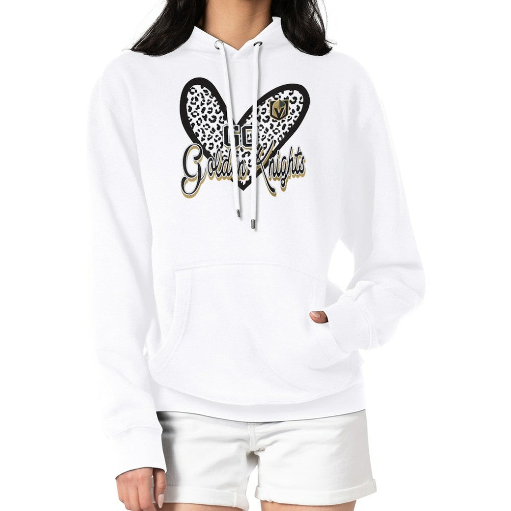 Vegas Golden Knights G-III 4Her by Carl Banks Women's Animal Print Heart Fleece Pullover Hoodie - White Hoodies
