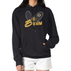 Boston Bruins G-III 4Her by Carl Banks Women's Animal Print Heart Fleece Pullover Hoodie - Black Hoodies