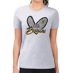 Boston Bruins G-III 4Her by Carl Banks Women's Super-Slim Fit Lightweight Animal Print Heart T-Shirt - Heather Gray T-shirts