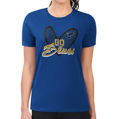 St. Louis Blues G-III 4Her by Carl Banks Women's Super-Slim Fit Lightweight Animal Print Heart T-Shirt - Blue T-shirts