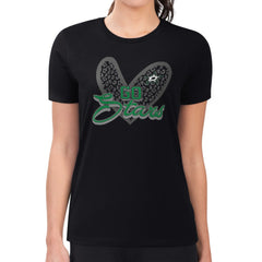 Dallas Stars G-III 4Her by Carl Banks Women's Super-Slim Fit Lightweight Animal Print Heart T-Shirt - Black T-shirts