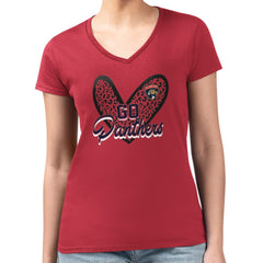 Florida Panthers G-III 4Her by Carl Banks Women's Super-Slim Fit Lightweight Animal Print Heart V-Neck T-Shirt - Red T-shirts