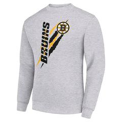 Boston Bruins Starter Color Scratch Pullover Sweatshirt - Heather Gray Sweatshirts