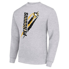 Pittsburgh Penguins Starter Color Scratch Pullover Sweatshirt - Heather Gray Sweatshirts