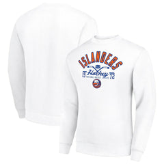 New York Islanders Starter Stick And Puck Logo Fleece Pullover Sweatshirt - White Sweatshirts