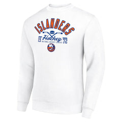 New York Islanders Starter Stick And Puck Logo Fleece Pullover Sweatshirt - White Sweatshirts