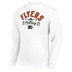 Philadelphia Flyers Starter Stick And Puck Logo Fleece Pullover Sweatshirt - White Sweatshirts