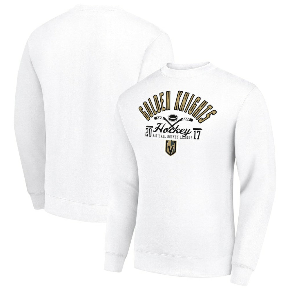 Vegas Golden Knights Starter Stick And Puck Logo Fleece Pullover Sweatshirt - White Sweatshirts