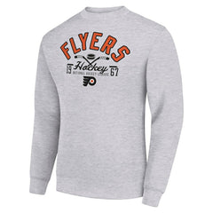 Philadelphia Flyers Starter Stick And Puck Logo Fleece Pullover Sweatshirt - Heather Gray Sweatshirts