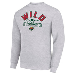 Minnesota Wild Starter Stick And Puck Logo Fleece Pullover Sweatshirt - Heather Gray Sweatshirts